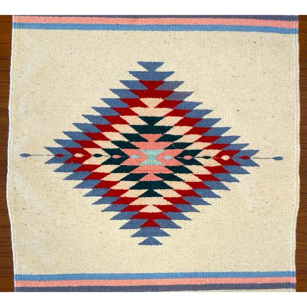Vintage Southwestern Wool Rug Wall Hanging Tapestry Woven Aztec 58.5